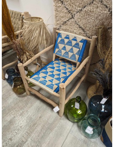 GROS FAUTEUIL en Bois et corde - avec accoudoirs - ARTISANAL qualité Maroc du meilleur 