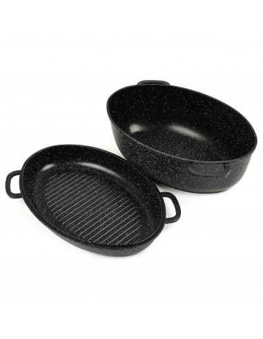 Cocotte ovale 38cm + couvercle plat - TOUS FEUX + Four - Anti adhésif basket pas cher