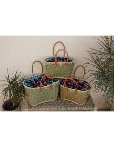 MAGNIFIQUE Panier sac cabas - Pochon tissu Bleu & Rouge WAX africain - 3 TAILLES - marchés, courses, plage... les ligaments