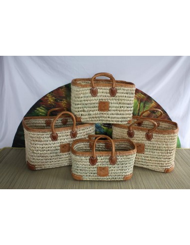 MAGNIFIQUE Panier en palmier nain - Grand RENFORTS CUIR - Sac cabas de courses, marché, plage - Original et Solide - store