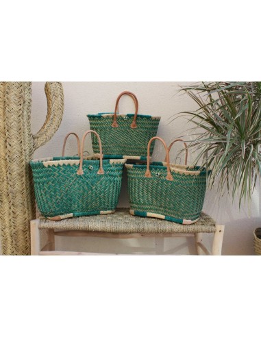 BEAU Panier Turquoise XXL de MADAGASCAR - 3 tailles - Sac Cabas - courses , marchés , plage ... À commander