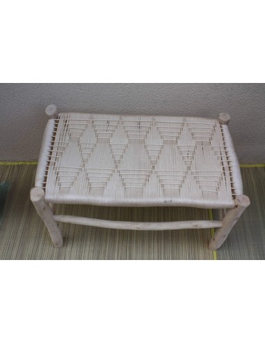 BANC en Bois & Nylon Crème - Superbe Banquette Tressée Main - Déco Tendance acheter en ligne