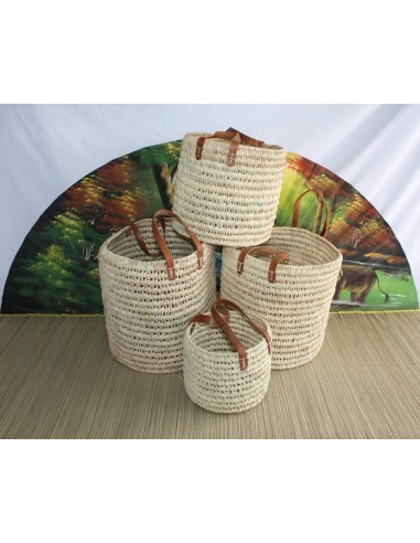 Panier Corbeille de rangement ROND - Tressé Main en Palmier - 100% NATUREL & ORIGINAL - 2023