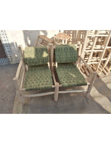 BANQUETTE FAUTEUIL DOUBLE en Bois et Palmier - 100% Fait Main - Original & Confortable ! Livraison rapide