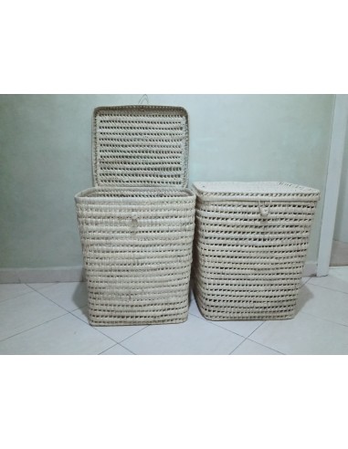 Panier à linge Carré en Palmier - Bac Corbeille - 100% ARTISANAL - Tressé à la main - 3 TAILLES au choix la livraison gratuite