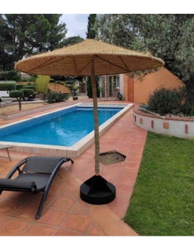 Parasol Paille Tressée - Mat en bois & corde - Artisanal - 4 TAILLES au choix - Décoration Bohème - Le MVP de beaucoup