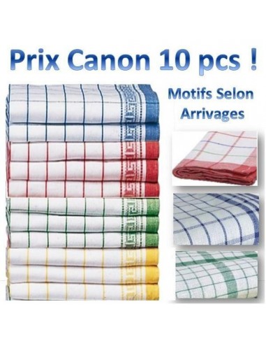 Lot de 10 / 20 / 50 torchons à carreaux - 45 x 70 cm - 100% Coton - pas cher 