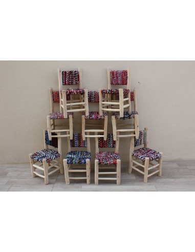 BELLE CHAISE ENFANT - en Bois de Citronnier et Tissu Recyclé - Artisanal - Marocaine - Solide - Durable - Comparez plus de prix