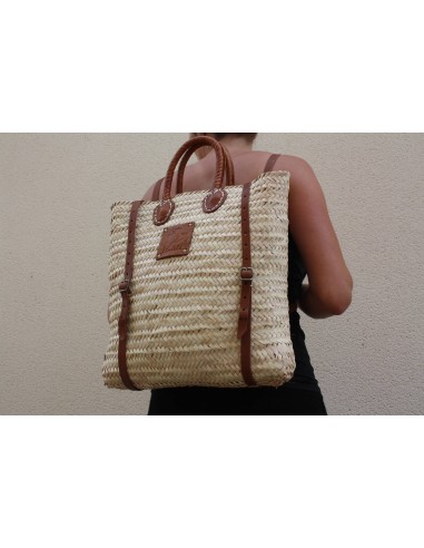 Panier Sac à Dos - Tressé Main - Paille Rotin Raphia Palmier Cuir - CRÉATION UNIQUE HULÉTI livraison gratuite