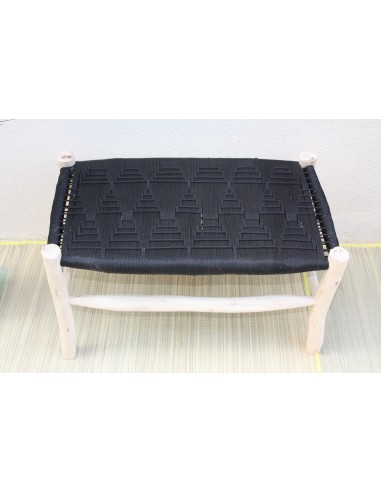 BANC Noir & Naturel - Bois de Citronnier - Banquette tressée nylon - Décoration Chic & Bohème 2023