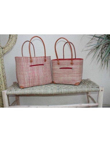 Panier Rouge & Naturel - Pochon Tissu Sac Cabas africain - 2 TAILLES - Marchés, courses, plage... LEGER et SOLIDE prix pour 